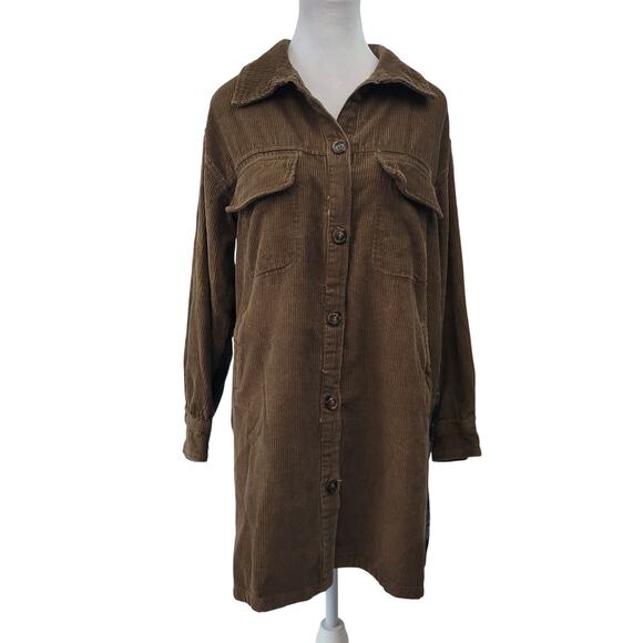 Gilded Intent Oversized Size XS Corduroy Plaid Brown Shacket Utility Grunge - Picture 1 of 9